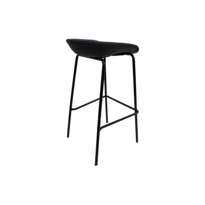 LeisureMod Servos Modern Barstool with Upholstered Faux Leather Seat - Black