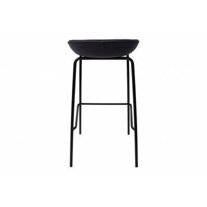 LeisureMod Servos Modern Barstool with Upholstered Faux Leather Seat - Black