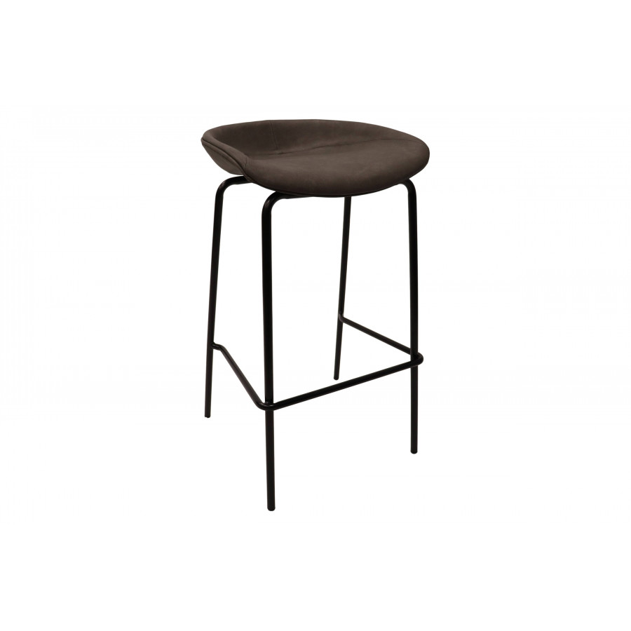 LeisureMod Servos Modern Barstool with Upholstered Faux Leather Seat - Elephant Gray