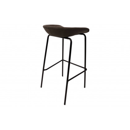 LeisureMod Servos Modern Barstool with Upholstered Faux Leather Seat - Elephant Gray