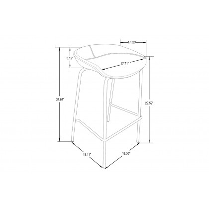 LeisureMod Servos Modern Barstool with Upholstered Faux Leather Seat - Elephant Gray
