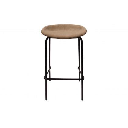 LeisureMod Servos Modern Barstool with Upholstered Faux Leather Seat - Sand Brown