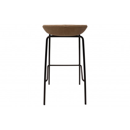 LeisureMod Servos Modern Barstool with Upholstered Faux Leather Seat - Sand Brown
