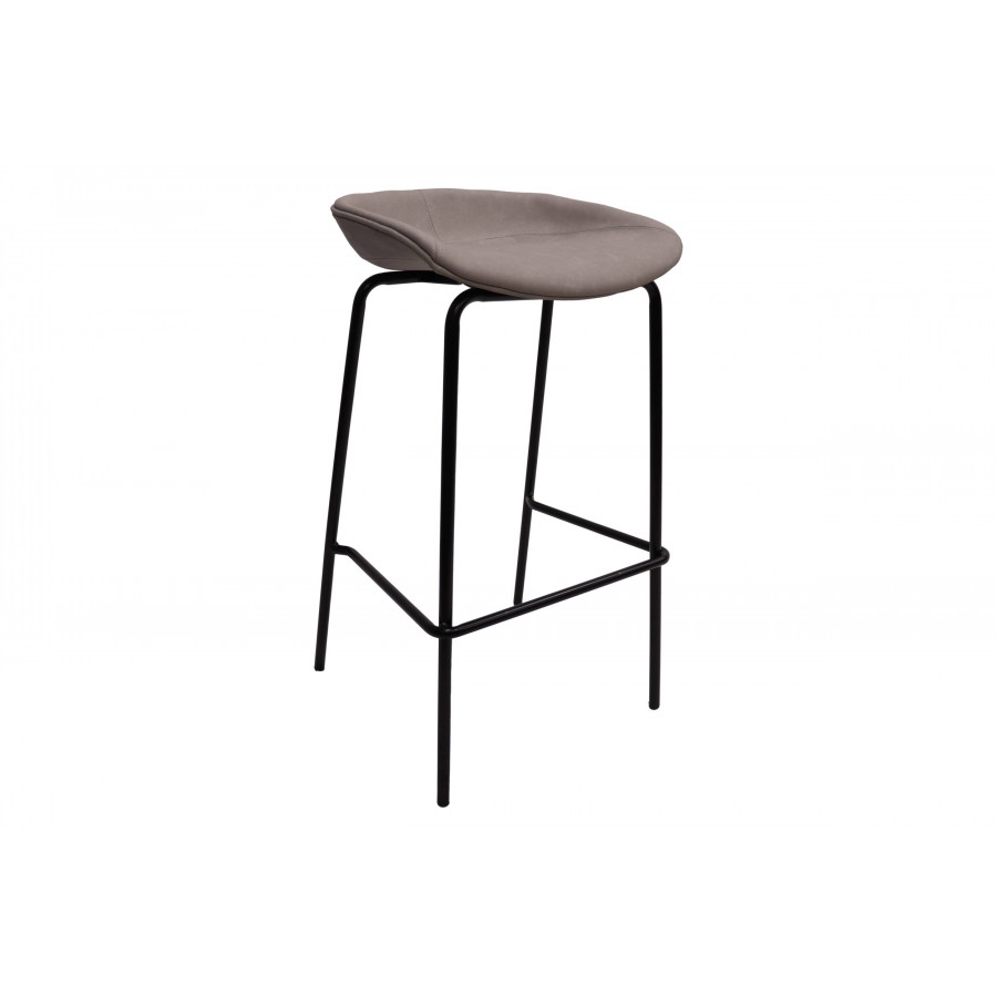 LeisureMod Servos Modern Barstool with Upholstered Faux Leather Seat - Light Gray