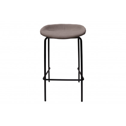 LeisureMod Servos Modern Barstool with Upholstered Faux Leather Seat - Light Gray