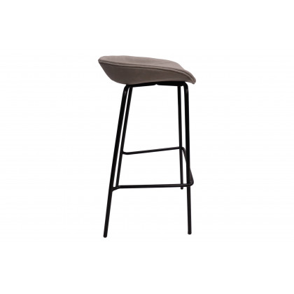 LeisureMod Servos Modern Barstool with Upholstered Faux Leather Seat - Light Gray