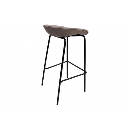 LeisureMod Servos Modern Barstool with Upholstered Faux Leather Seat - Light Gray
