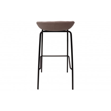 LeisureMod Servos Modern Barstool with Upholstered Faux Leather Seat - Light Gray