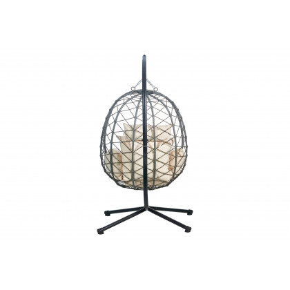 LeisureMod Summit Modern Outdoor Single Person Egg Swing Chair with Removable Cushions - Beige