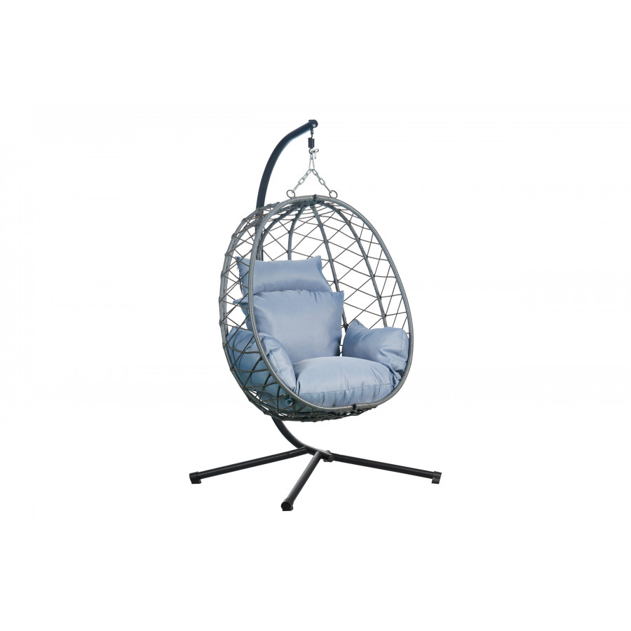 LeisureMod Summit Modern Outdoor Single Person Egg Swing Chair with Removable Cushions - Charcoal