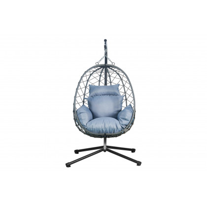LeisureMod Summit Modern Outdoor Single Person Egg Swing Chair with Removable Cushions - Charcoal