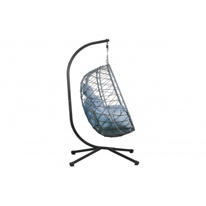 LeisureMod Summit Modern Outdoor Single Person Egg Swing Chair with Removable Cushions - Charcoal