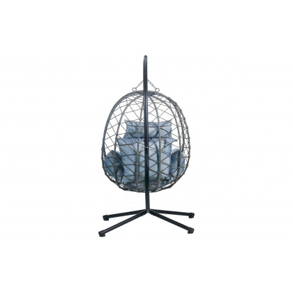 LeisureMod Summit Modern Outdoor Single Person Egg Swing Chair with Removable Cushions - Charcoal