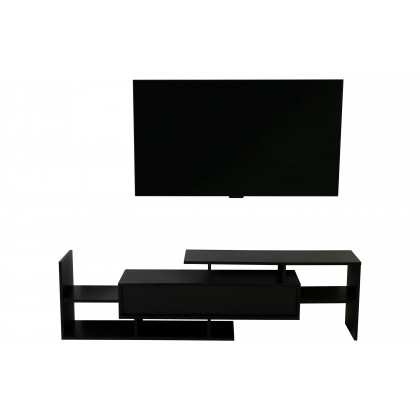 LeisureMod Surrey Modern TV Stand with MDF Shelves and Bookcase - Ebony