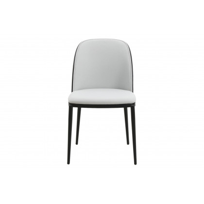 LeisureMod Tule Mid-Century Modern Dining Side Chair with Powder-Coated Steel Frame - Black/Platinum Blue