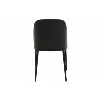 LeisureMod Tule Mid-Century Modern Dining Side Chair with Powder-Coated Steel Frame - Black/Platinum Blue