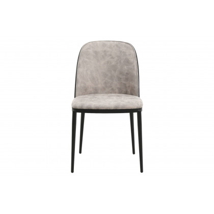 LeisureMod Tule Mid-Century Modern Dining Side Chair with Powder-Coated Steel Frame - Black/Charcoal