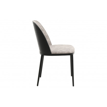 LeisureMod Tule Mid-Century Modern Dining Side Chair with Powder-Coated Steel Frame - Black/Charcoal