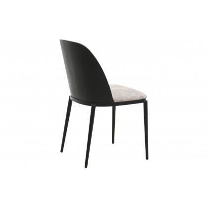 LeisureMod Tule Mid-Century Modern Dining Side Chair with Powder-Coated Steel Frame - Black/Charcoal