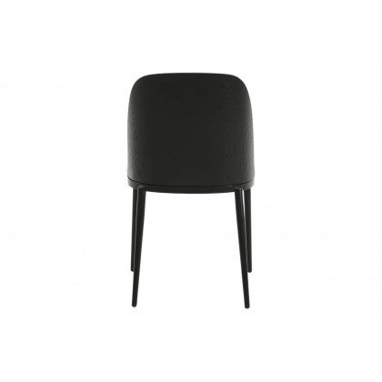 LeisureMod Tule Mid-Century Modern Dining Side Chair with Powder-Coated Steel Frame - Black/Charcoal
