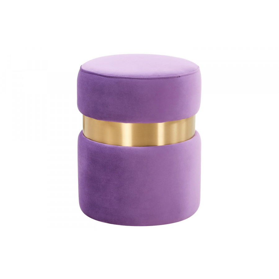 LeisureMod Troy 146" Round Velvet Ottoman - Purple