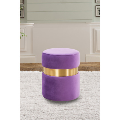 LeisureMod Troy 146" Round Velvet Ottoman - Purple
