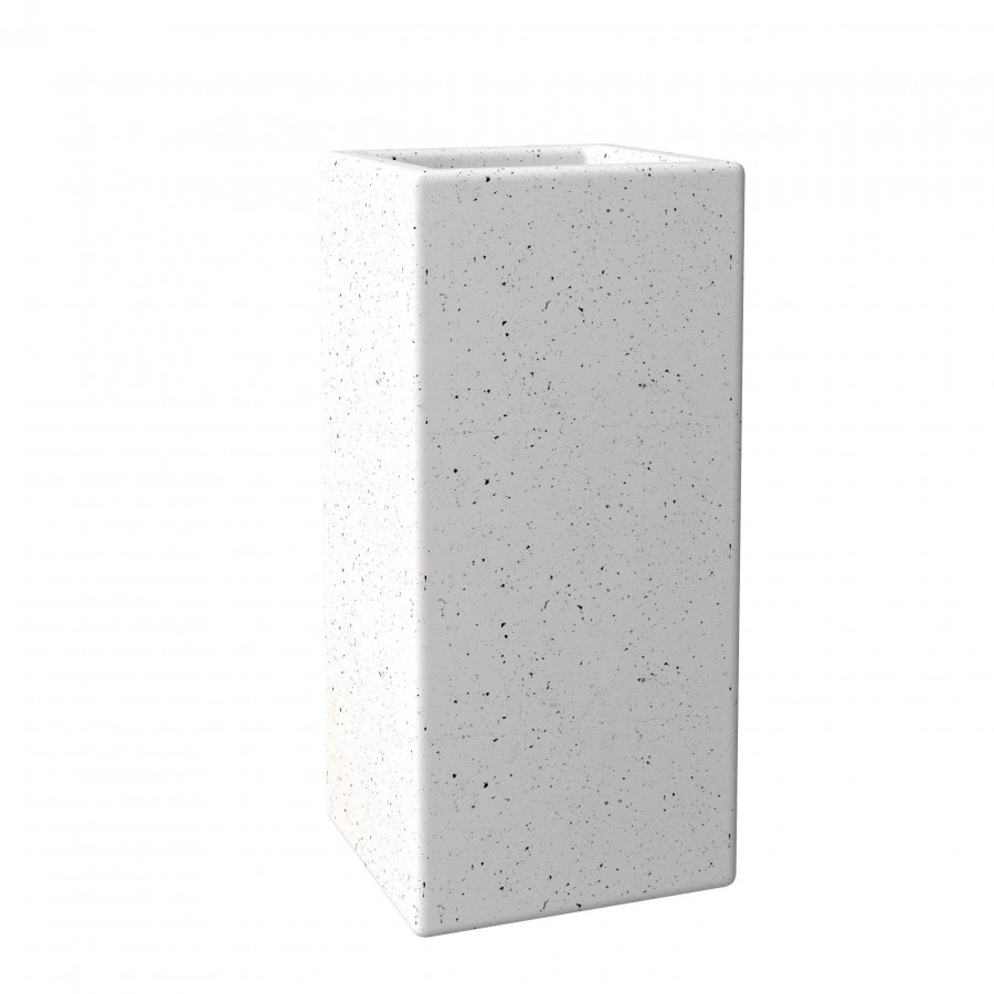 LeisureMod Terra Modern 24" Square Planter Pot in Fiberstone and Clay - Dotted White
