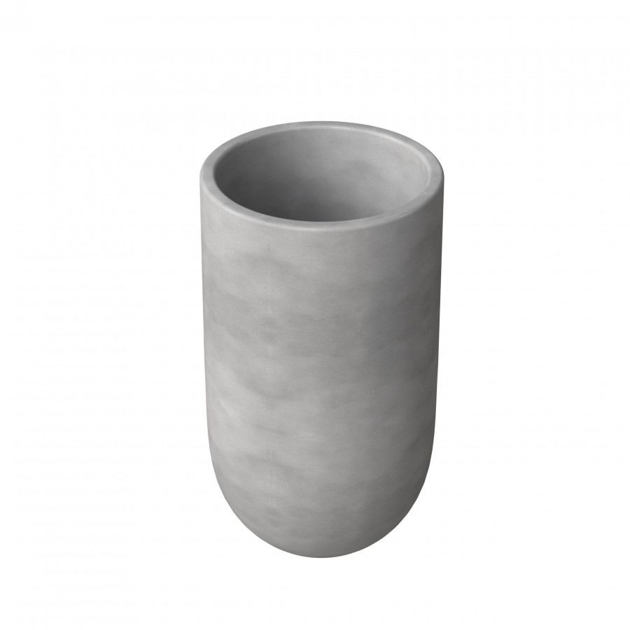 LeisureMod Topiary Modern 35" Cylinder Planter Pot in Fiberstone and Clay - Dark Gray