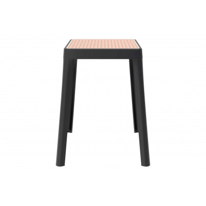 LeisureMod Tresse Mid-Century Modern Stackable Square Plastic Dining Stool with Wicker Top - Black