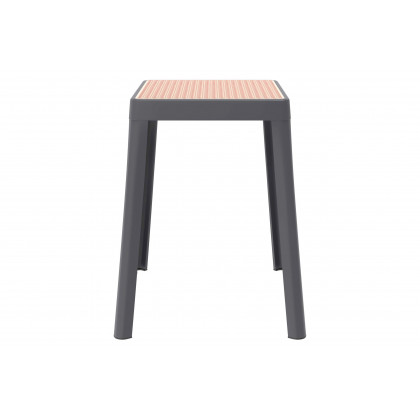 LeisureMod Tresse Mid-Century Modern Stackable Square Plastic Dining Stool with Wicker Top - Gray