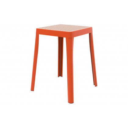 LeisureMod - Tresse Mid-Century Modern Stackable Square Plastic Dining Stool with Wicker Top