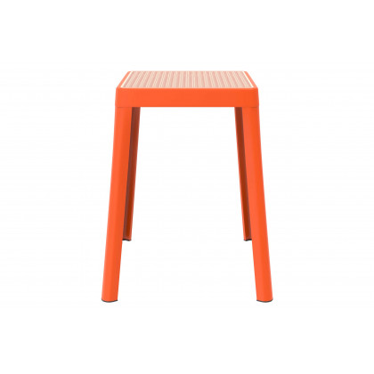 LeisureMod Tresse Mid-Century Modern Stackable Square Plastic Dining Stool with Wicker Top - Orange