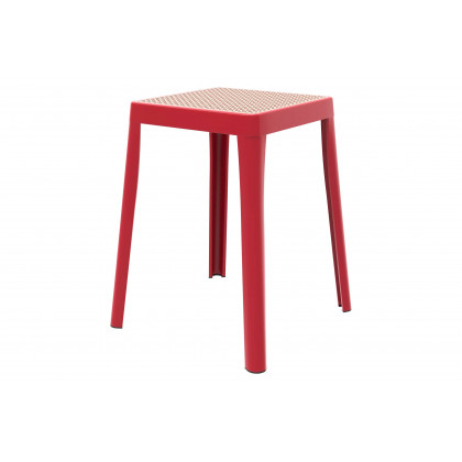 LeisureMod - Tresse Mid-Century Modern Stackable Square Plastic Dining Stool with Wicker Top