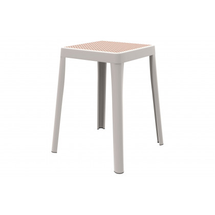 LeisureMod - Tresse Mid-Century Modern Stackable Square Plastic Dining Stool with Wicker Top