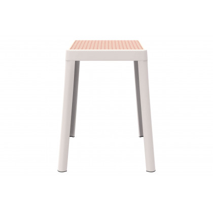 LeisureMod Tresse Mid-Century Modern Stackable Square Plastic Dining Stool with Wicker Top - White