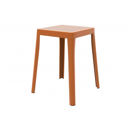 LeisureMod - Tresse Mid-Century Modern Stackable Square Plastic Dining Stool with Wicker Top