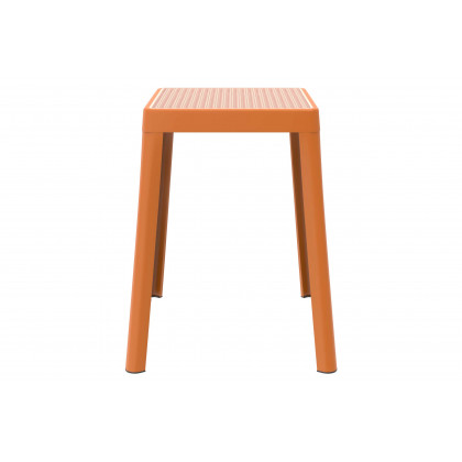 LeisureMod Tresse Mid-Century Modern Stackable Square Plastic Dining Stool with Wicker Top - Yellow