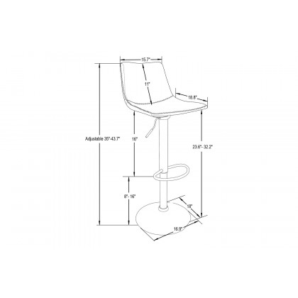 LeisureMod Tilbury Modem Adjustable Bar Stool with Footrest and 360-Degree Swivel - Light Brown