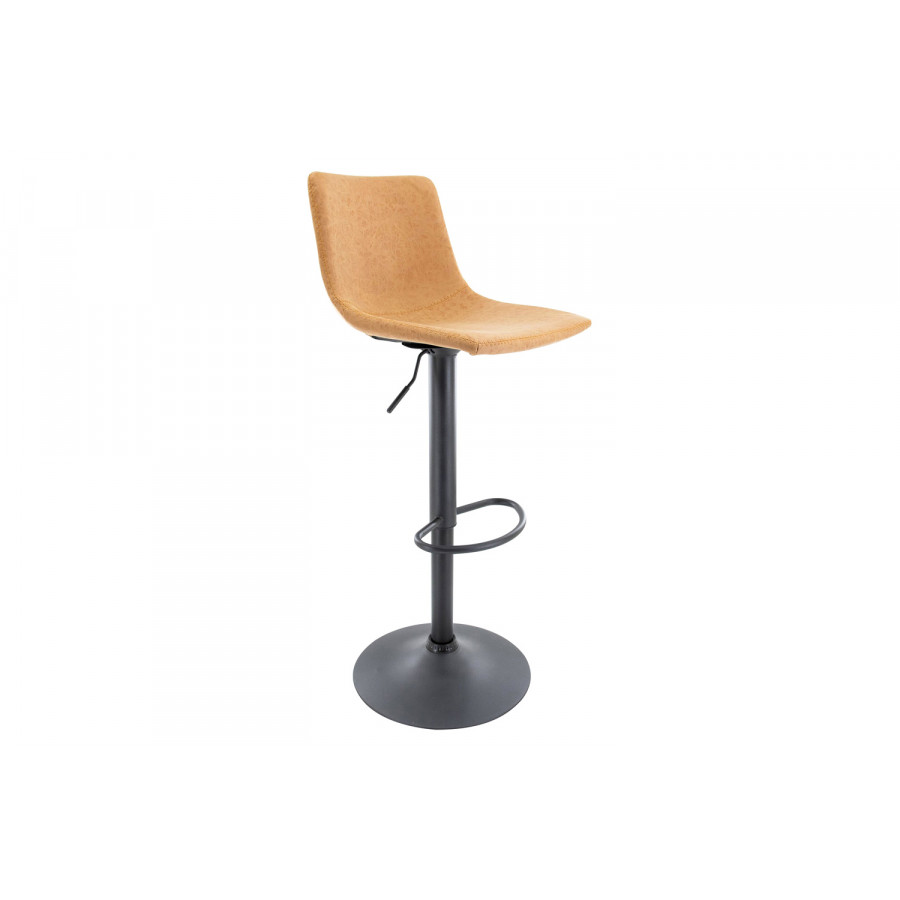 LeisureMod Tilbury Modem Adjustable Bar Stool with Footrest and 360-Degree Swivel - Light Brown