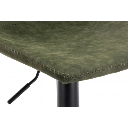 LeisureMod Tilbury Modem Adjustable Bar Stool with Footrest and 360-Degree Swivel - Olive Green