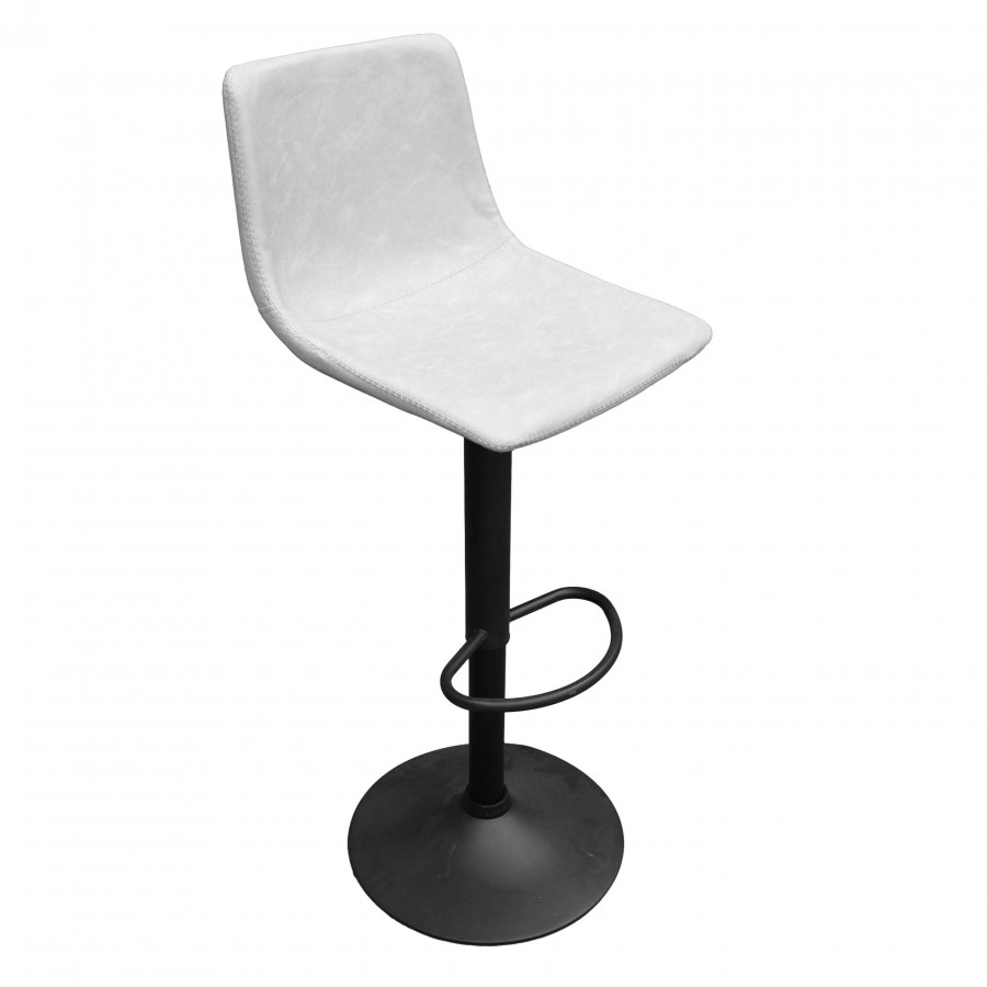 LeisureMod Tilbury Modem Adjustable Bar Stool with Footrest and 360-Degree Swivel - Light Gray