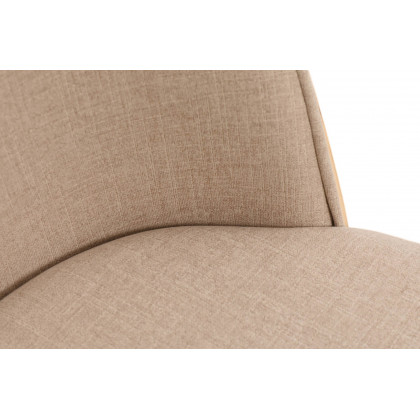 LeisureMod Tule Mid-Century Modern Dining Side Chair with White Powder-Coated Steel Frame - Natural Wood/Brown