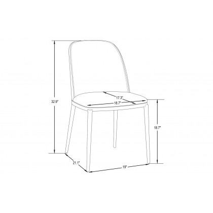 LeisureMod Tule Mid-Century Modern Dining Side Chair with White Powder-Coated Steel Frame - Natural Wood/Brown
