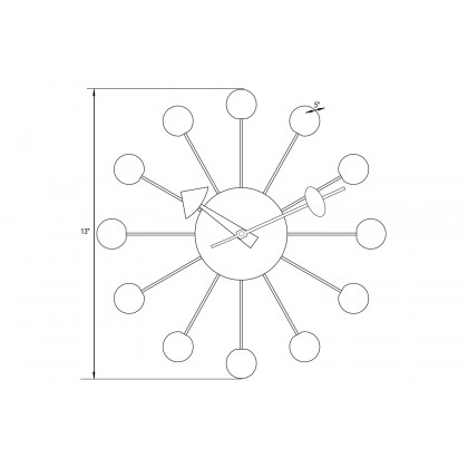 LeisureMod Concordia Modern Design Round Balls Silent Non-Ticking Wall Clock - Multi