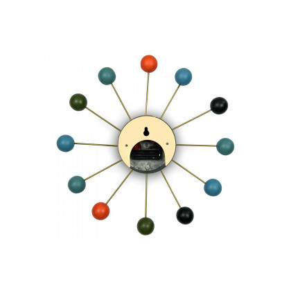 LeisureMod Concordia Modern Design Round Balls Silent Non-Ticking Wall Clock - Multi