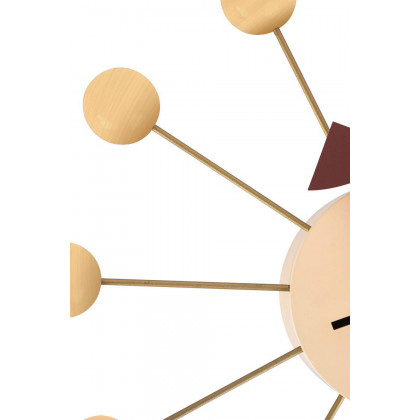 LeisureMod Concordia Modern Design Round Balls Silent Non-Ticking Wall Clock - Natural Wood