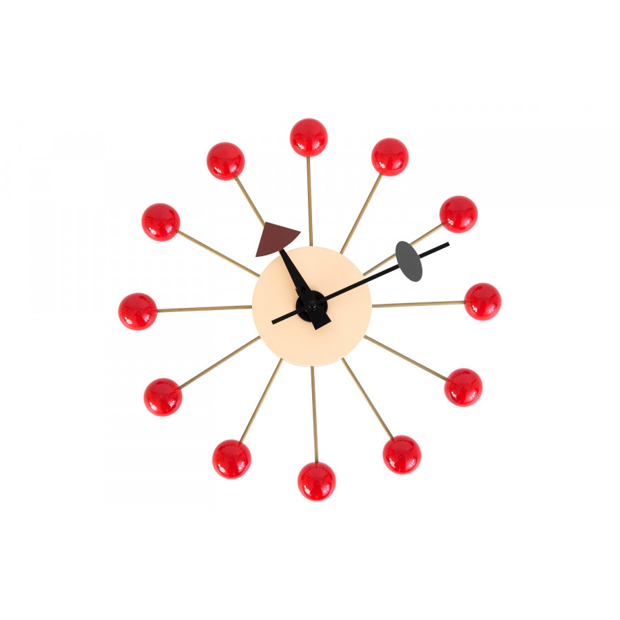 LeisureMod Concordia Modern Design Round Balls Silent Non-Ticking Wall Clock - Red
