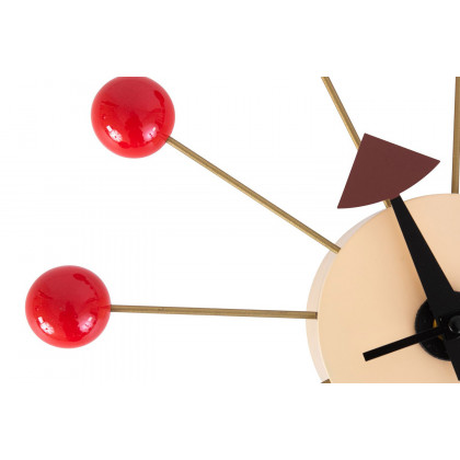 LeisureMod Concordia Modern Design Round Balls Silent Non-Ticking Wall Clock - Red