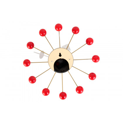 LeisureMod Concordia Modern Design Round Balls Silent Non-Ticking Wall Clock - Red
