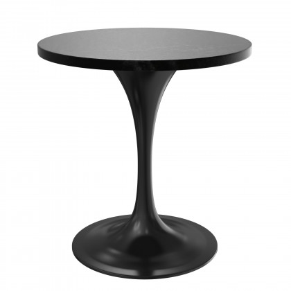 LeisureMod - Verve Modern 27" Round Dining Table with MDF Top and Black Steel Pedestal Base
